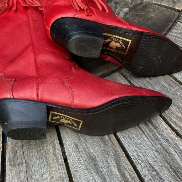 OAK TREE FARMS Red fringe western cowboy boots. Size 5. - Picture 6 of 7